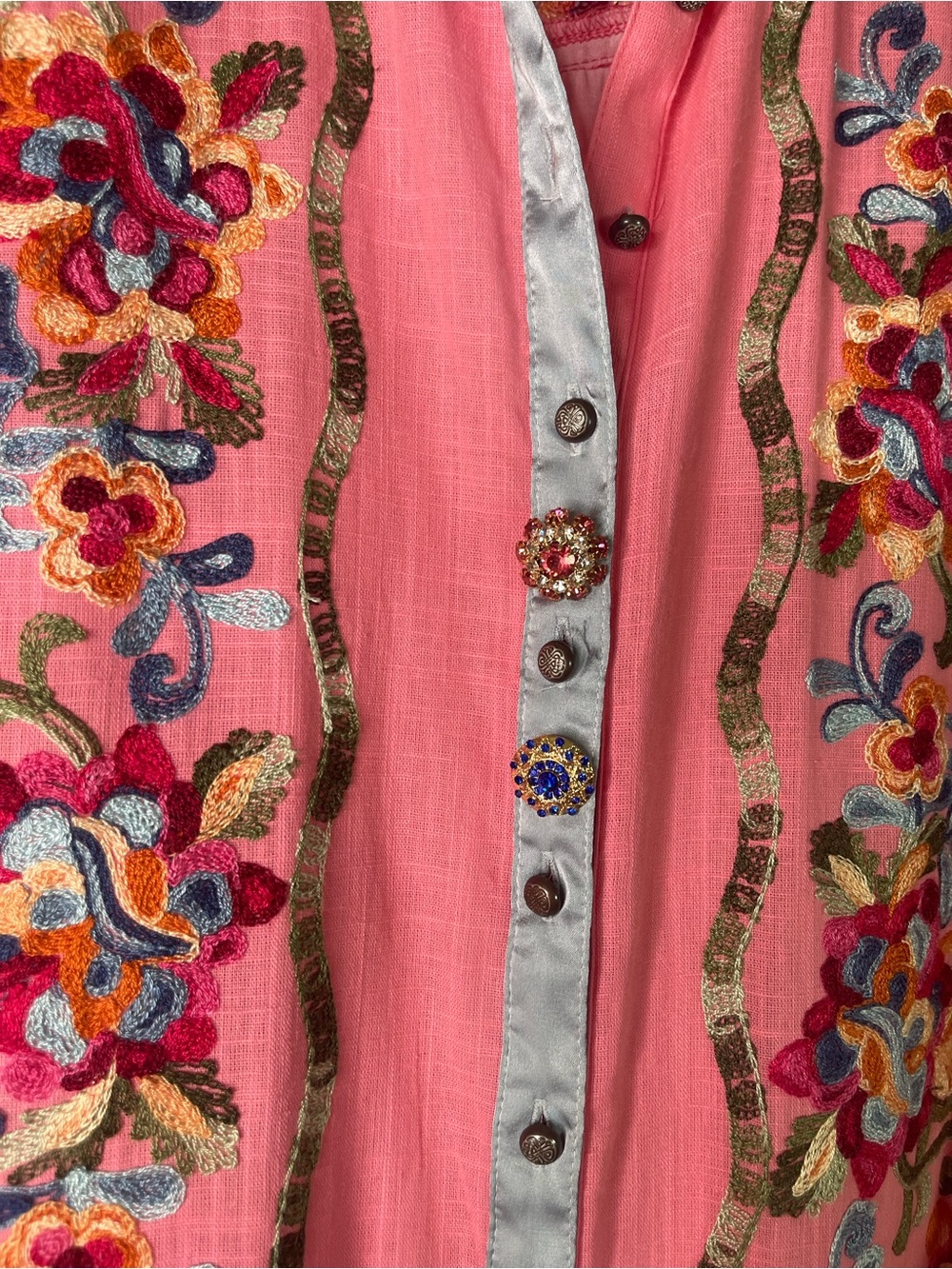 Aratta Beauty Mark Embroidered Maxi Duster/Dress – Rose Toned M – NWT - Picture 6 of 16